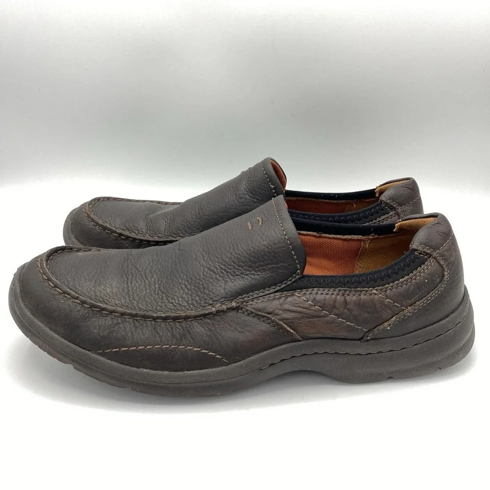 Clarks Men 11M Loafers Brown Leather Slip On Collection Casual Shoes 01950
